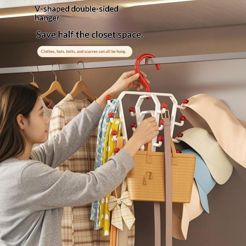 V Shaped Closet Hanger Storage Rack 18 Hooks Large Capacity Lightweight Organizer for Kids Room Closet Clothes Sorting
