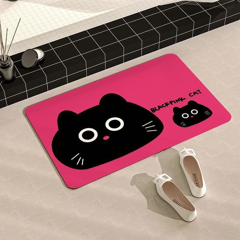 Entry Mat Entry Bathroom Mat Bathroom Absorbent Non-slip Mat Door Mat Carpet Foot Mat Cartoon Color Cat Mat