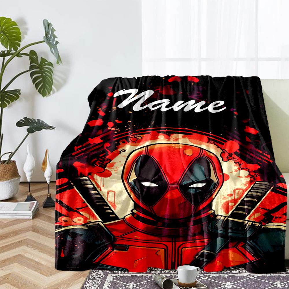 Custom Name Deadpool Theme Printed Blanket - Perfect for Couch, Bed, Travel & Outdoor Use | Machine Washable, Cozy & Durable.