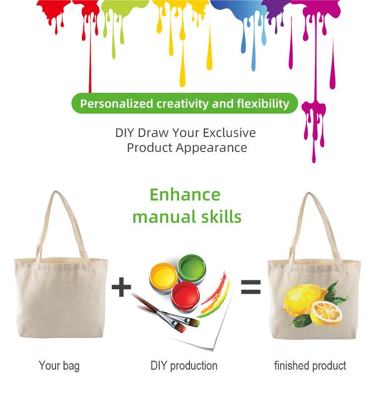 Saf Pamuklu Kanvas Bez Çanta - Alışveriş, Reklam, Kendin Yap ve Boyama İçin Boş El Çantası