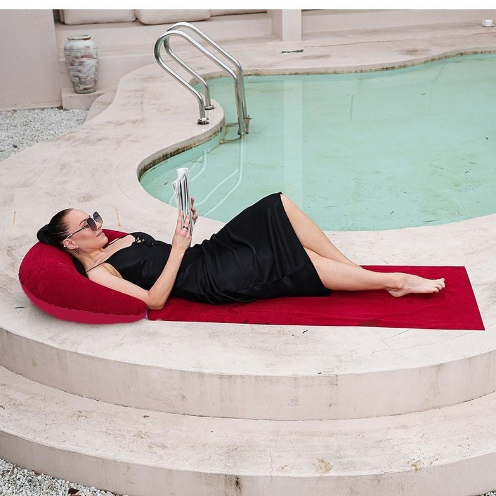 PVC Inflatable Beach Mat Portable Design Foldable Beach Sleeping Mat Moisture Proof Convenient Camping Lounger Beach Parties