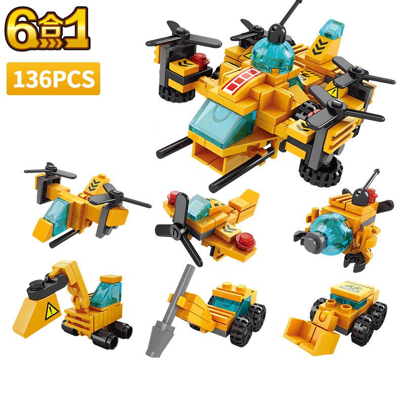 6in1 NEW Aircraft Helicopter Spiral Mini Loader Truck Classic Model Building Blocks Sets Bricks Toy City