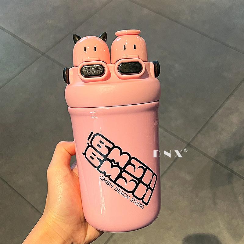 

Thermos Drinking Cup Double Drink Stainless Double Drink Mug Stylish Big Cap Water Cup Students Durable Durable Useful Useful 550ml