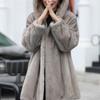 Coat Women's Medium and Long Mink Velvet Winter Fur Coat Thickened Whole Mink Hair Thickened Mink Black