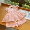 Summer Girls Pink Embroidered Flutter Sleeve Babydoll Top And Shorts 2 Piece Outfit Set