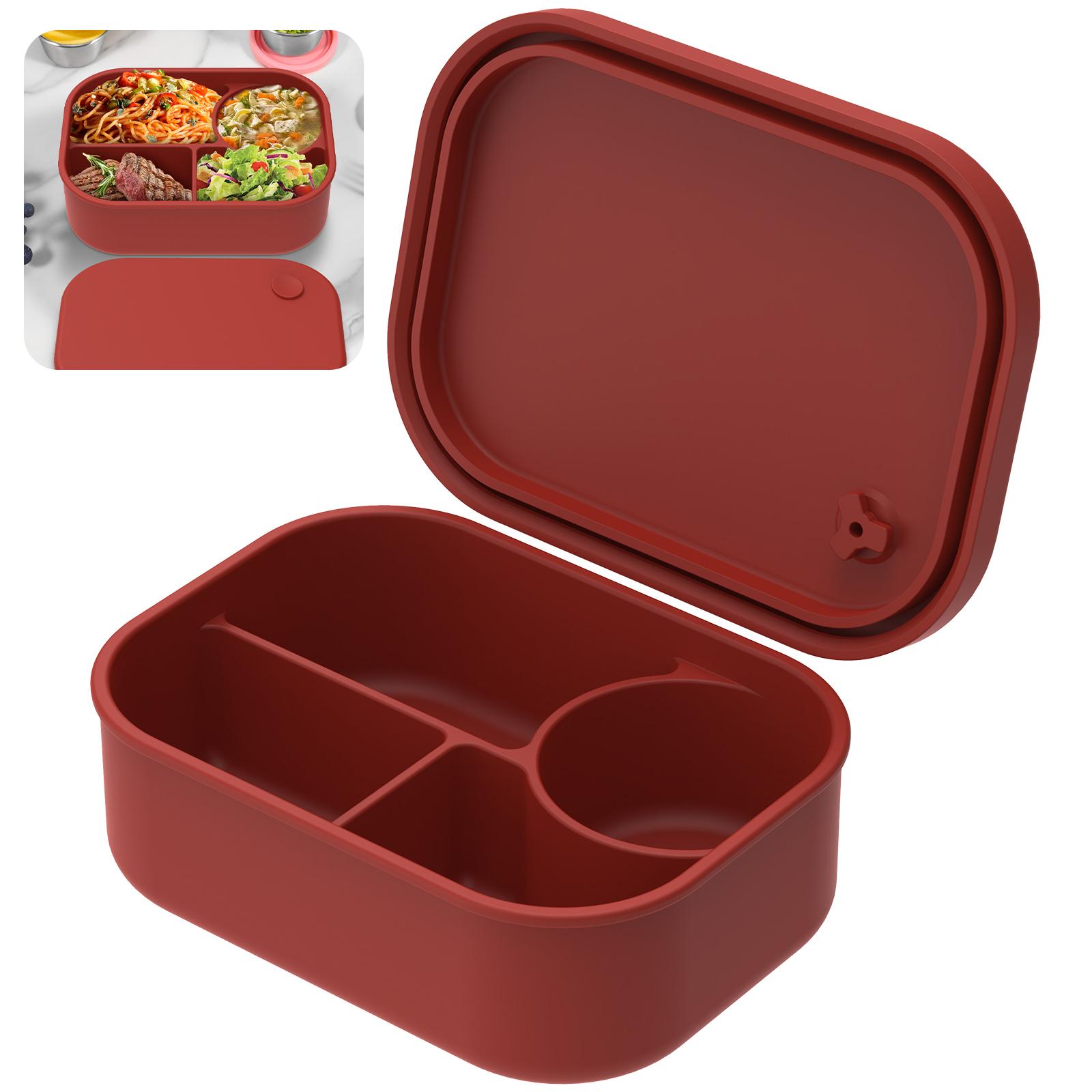 

Silicone Bento Box 500ml Portable Food Storage Container Leakproof Travel Meal Box with 4 Compartment Microwave Safe for Home