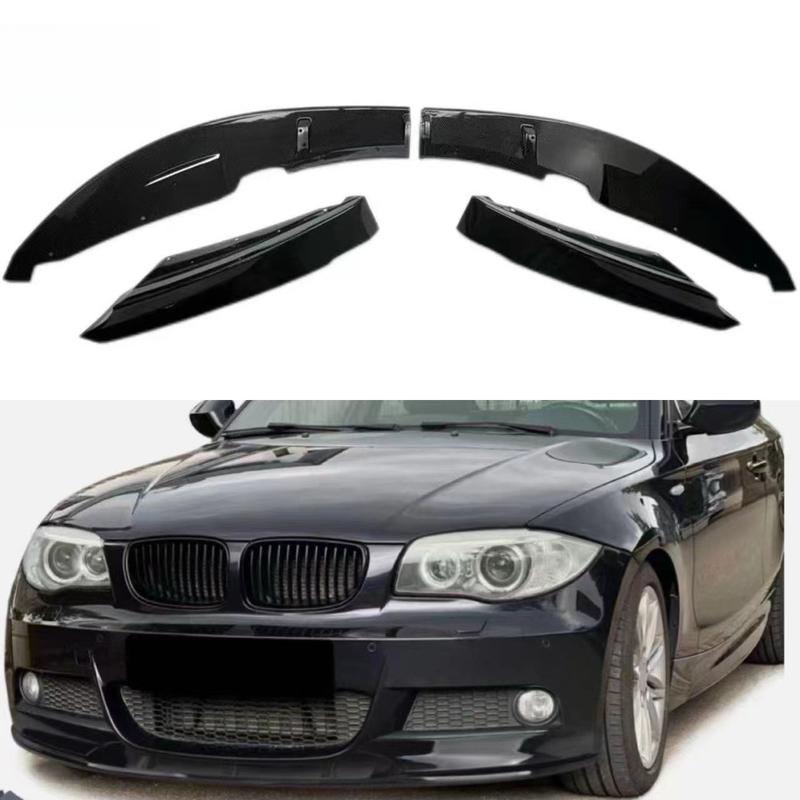Suitable for BMW 1 Series E82 MP four-segment front lip front bumper lip bright black, carbon pattern color E82 bright black