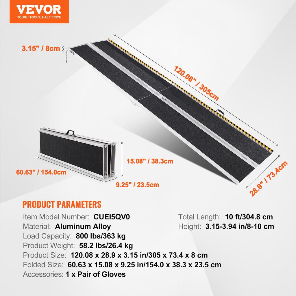 SucceBuy Portable Wheelchair Ramp Non-Slip Aluminum Folding Threshold Ramp Foldable Mobility Scooter Ramp Wheel Chair Ramp