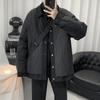 Men's Winter Corduroy Patchwork Lapel Jacket - Fashionable, Loose, Thickened, Cotton-Padded Outerwear