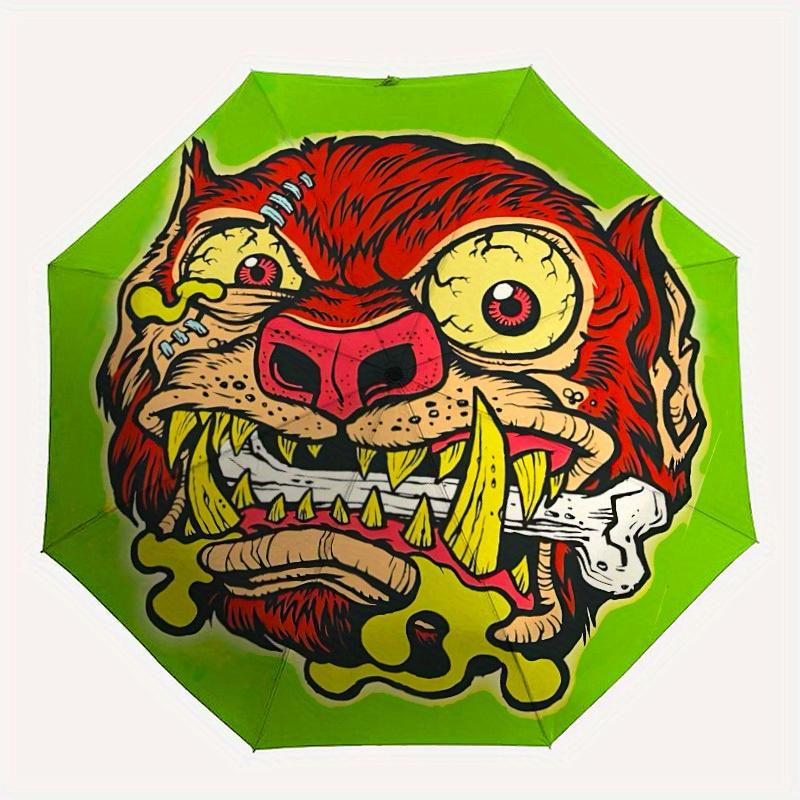 

1pc Zombie Wolf Auto Open/close, All-Season Portable Folding Umbrella for Women & Men, Travel, Everyday, Formal Events - Compact Luxury Parasol, Outdo