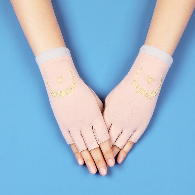 Sunscreen gloves with exposed fingers Thin women's summer driving, cycling, non-slip, anti-ultraviolet, tea picking, manicure, half-finger gloves