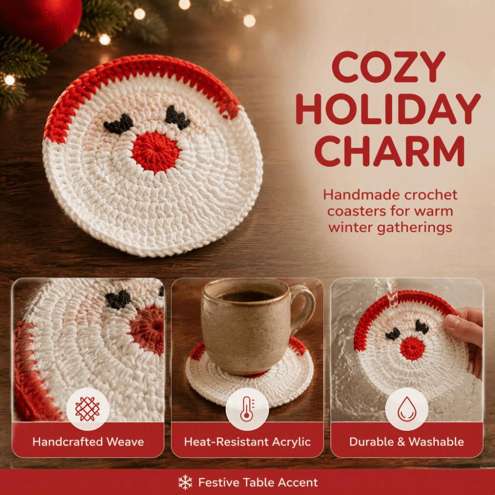 Rutschfeste Rutschfeste Matte Handgemachte Tischmatte Häkeln Weihnachts-Untersetzer-Set Weihnachten