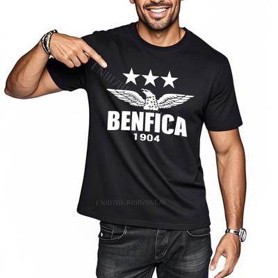 Tricou Bărbați Moale Tricou pentru Antrenament Logo Benfica Cu Stele Gât Rotund Culoare Uni Tricou Minimalist Bumbac Respirabil Tricou