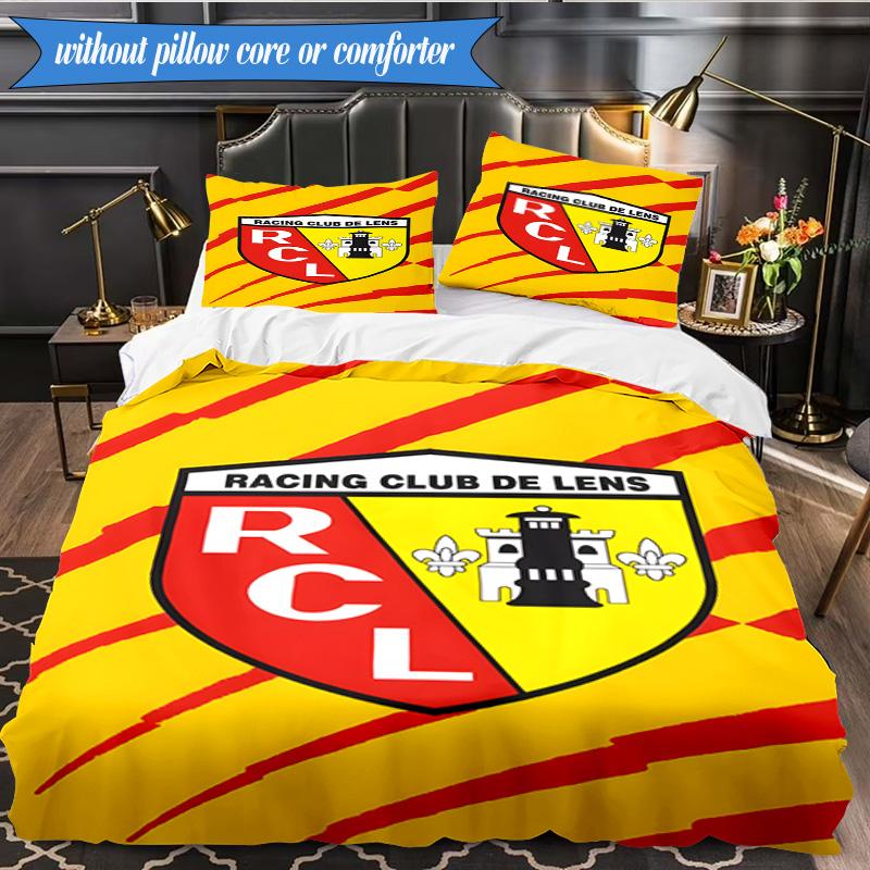 Racing Club De Lens Crest 3pcs Bedding,Including 1pc Duvet Cover And 2pcs Pillowcases Perfect for Christmas,Ideal for Bedroom, Dormitory