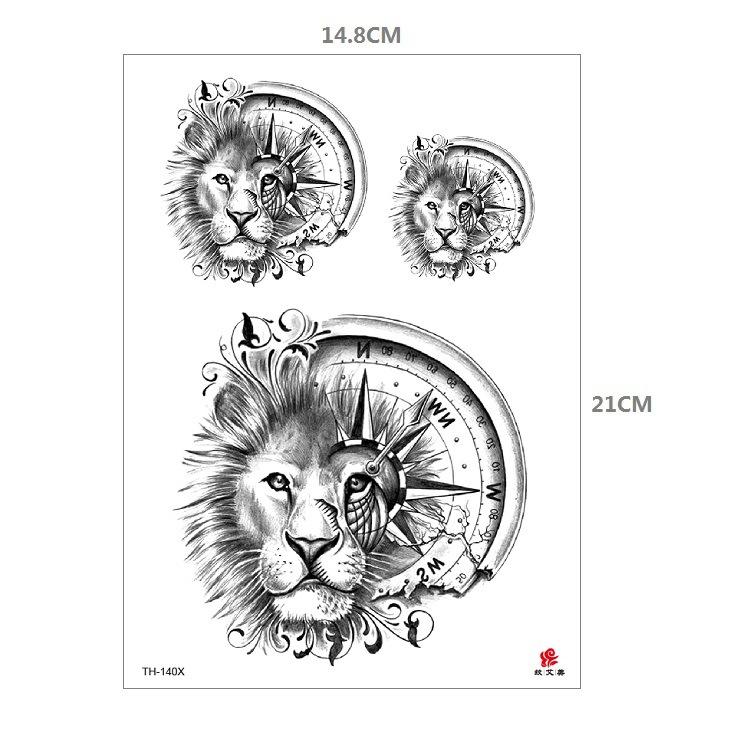 Tiger Tattoo Sticker Half Arm Lion Large Pattern Water Transfer Amazon Set