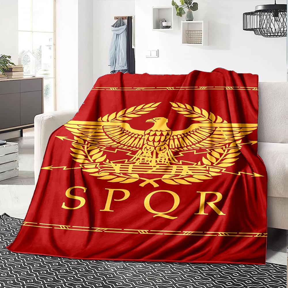1pc Eagle SPQR Throw Blanket - Soft Flannel, Cozy All-Season Polyester Perfect for Home, Office, Bedroom - Ideal Gift s1188