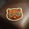 New high-end wood-inlaid stone panda head brooch, personalized versatile gold-plated fashion animal pin, the same for men and women