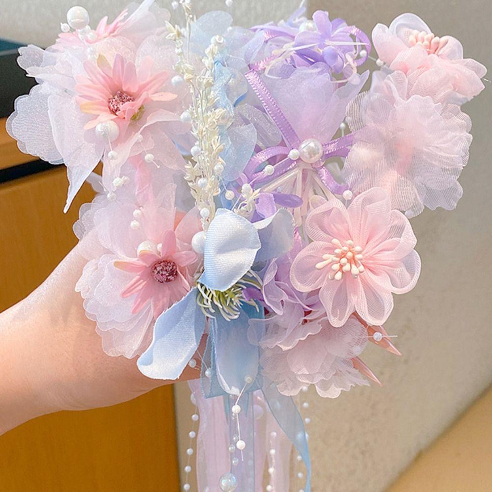 Elegant Hanfu Headdress Floral Garland Floral Crown Hairband Children Flower Headband  Party