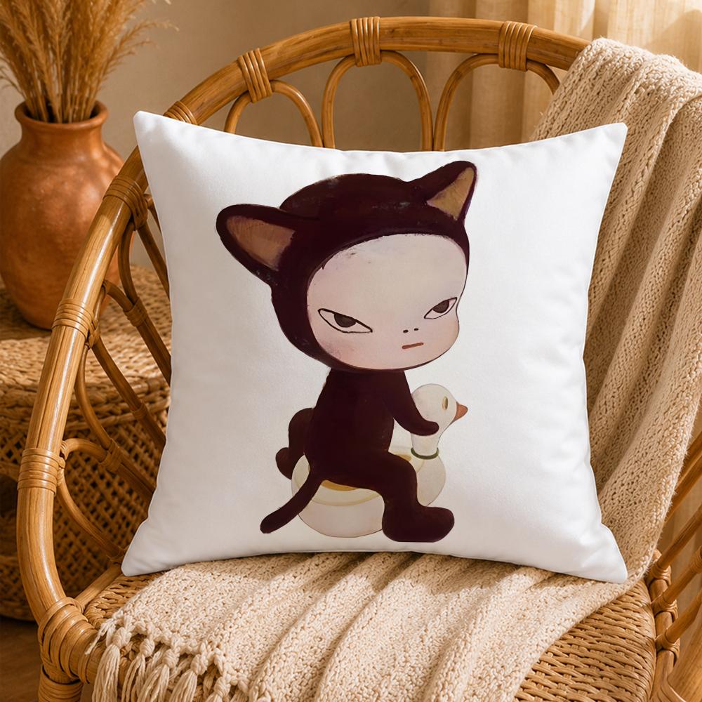 Whimsical YYoshitomo NaraS Cushion Cover Ultra Soft Pillowcase CloudLike Comfort Fabric with Concealed Zipper
