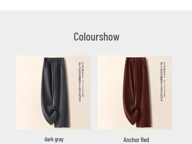 Pantaloni largi de cașmir gri pentru femei, căptușiți cu fleece, amestec de lână, lungi până la podea, toamnă și iarnă 2024.