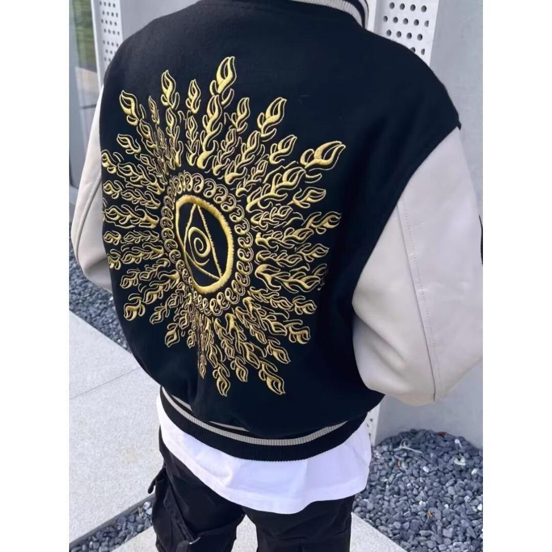 Унисекс Американская Ретро Стеганая Бейсбольная Куртка с Вышивкой - Осенне-Зимняя Модная Хлопковая Верхняя Одежда L