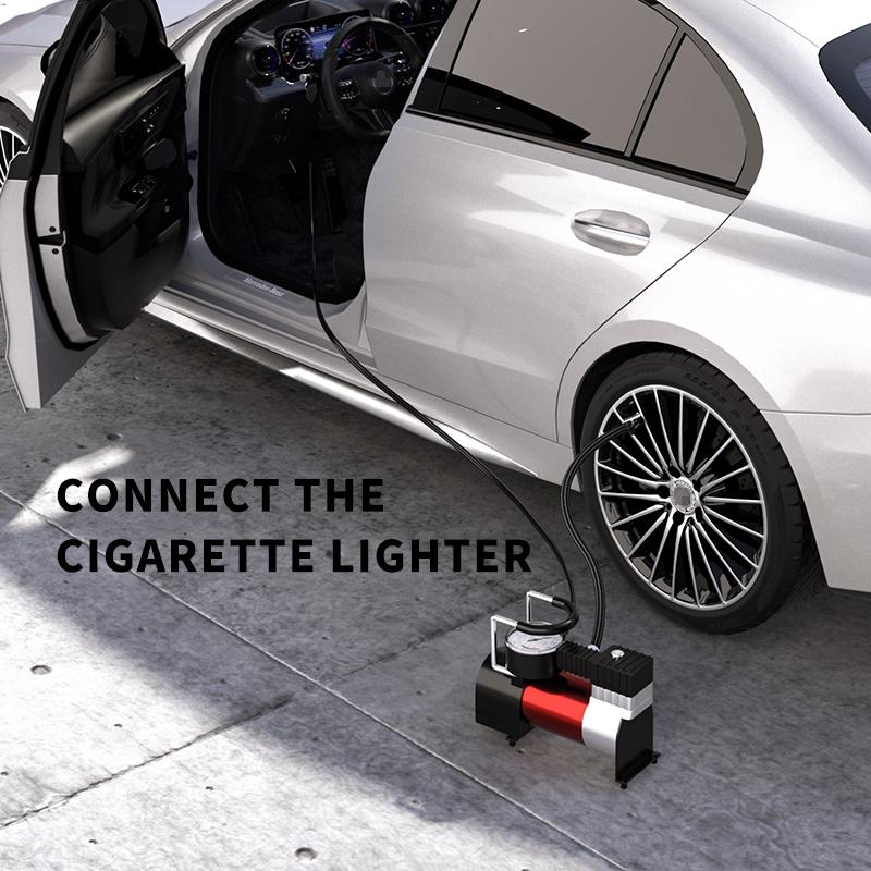 12 V Araba Lastik Pompası Silindir Güç Sistemi Mini Hava Kompresörü Otomatik Şişme Pompa Ağır Hizmet Deluxe Taşınabilir Metal Hava Kompresörü