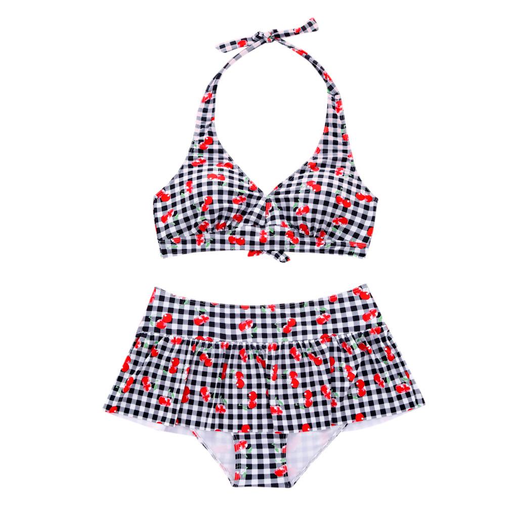 Women Plus Size High Waist Swimwear Plaid Print Swimsuit Push Up Padded Bikini