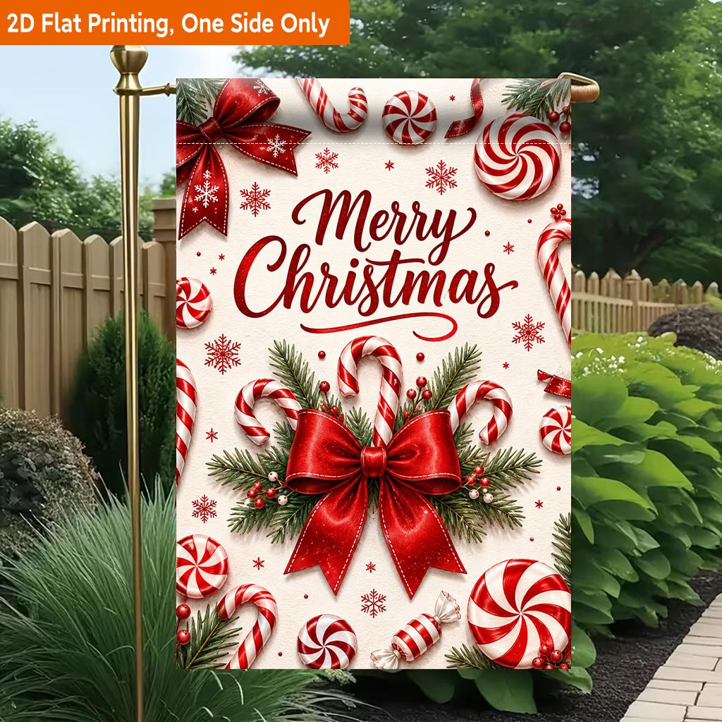 2D Flat - 2D Flat Printing Garden Flag 1pc, Merry Christmas Wishes Decoration Durable Single-Sided Print Yard Flag, Garden & Home Holiday Decoration,