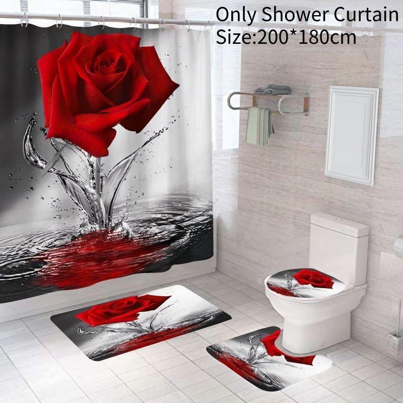 Elegant Modern Style Peva Shower Curtain Set For Bathroom Dry Wet Separation