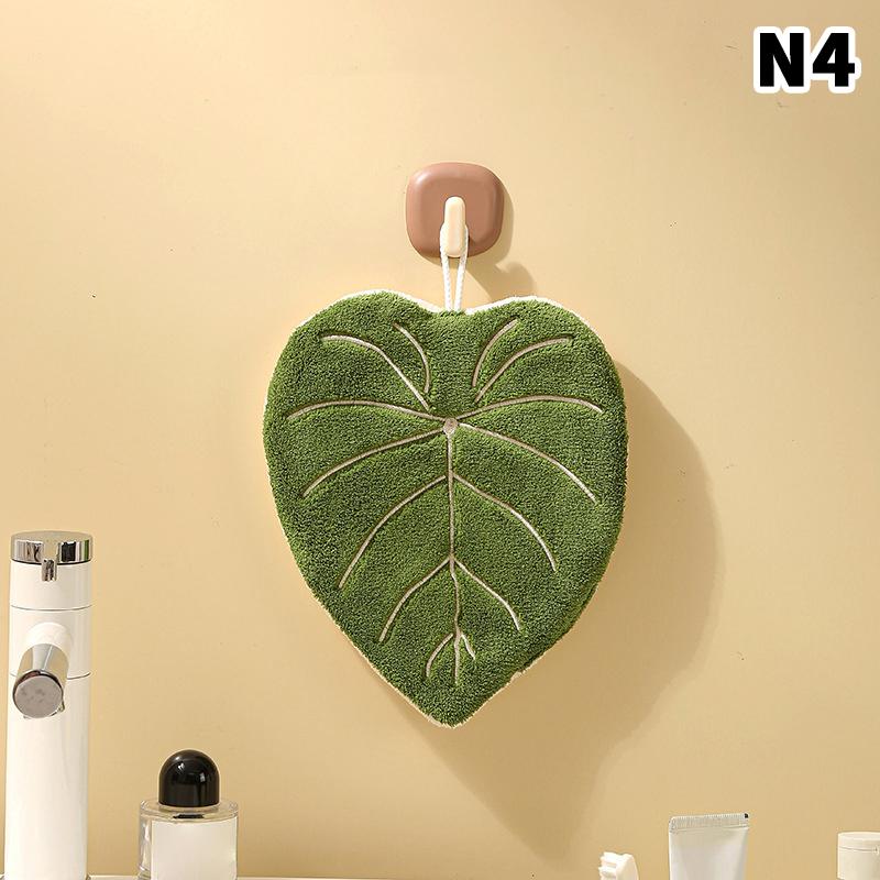 

Soft Double-layer Leaf Style Hand Towel Thickened Absorbent Hanging Hand Cloth Speed Dry Handkerchief Rag For Kitchen Bathroom