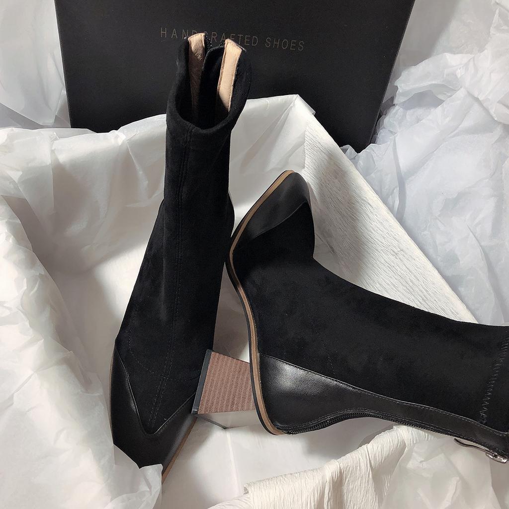 High-heeled Temperament Literary Retro Simple Versatile Short Boots