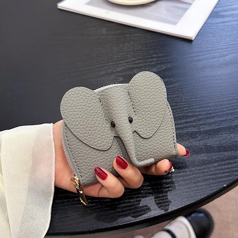 Baby Elephant Wallet Coin Wallet Card Bag Unisex PU Material Premium Feel Girl's Favorite Animal Image Wallet Elephant