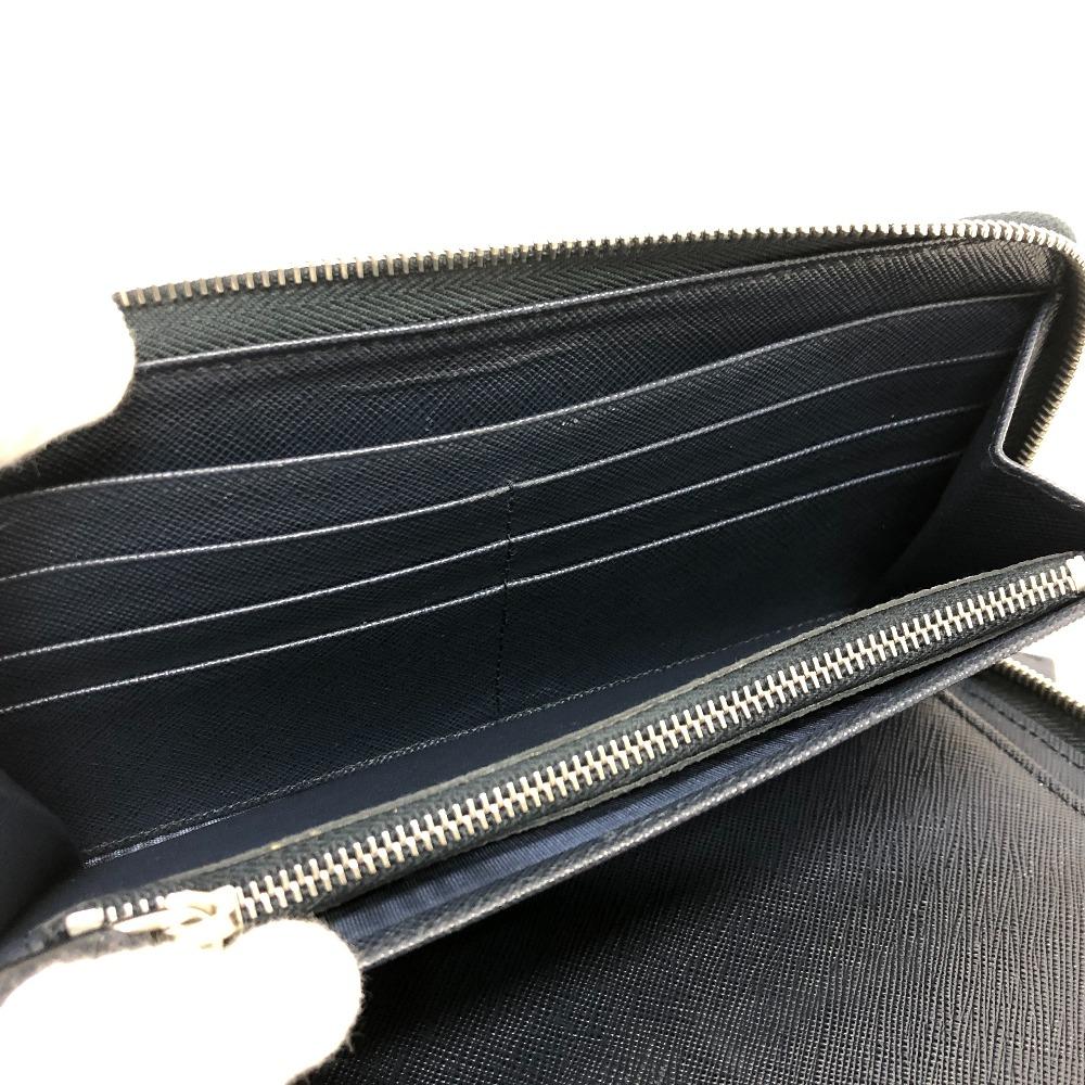 PRADA 2ML188 logo Zip Around Long Wallet Safiano leather blue/SilverHardware