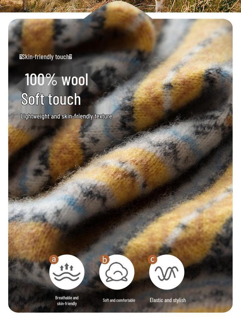 Children’s Pure Wool Fair Isle Sweater - Warm Thickened Knit with Round Neck for Autumn/Winter 2025