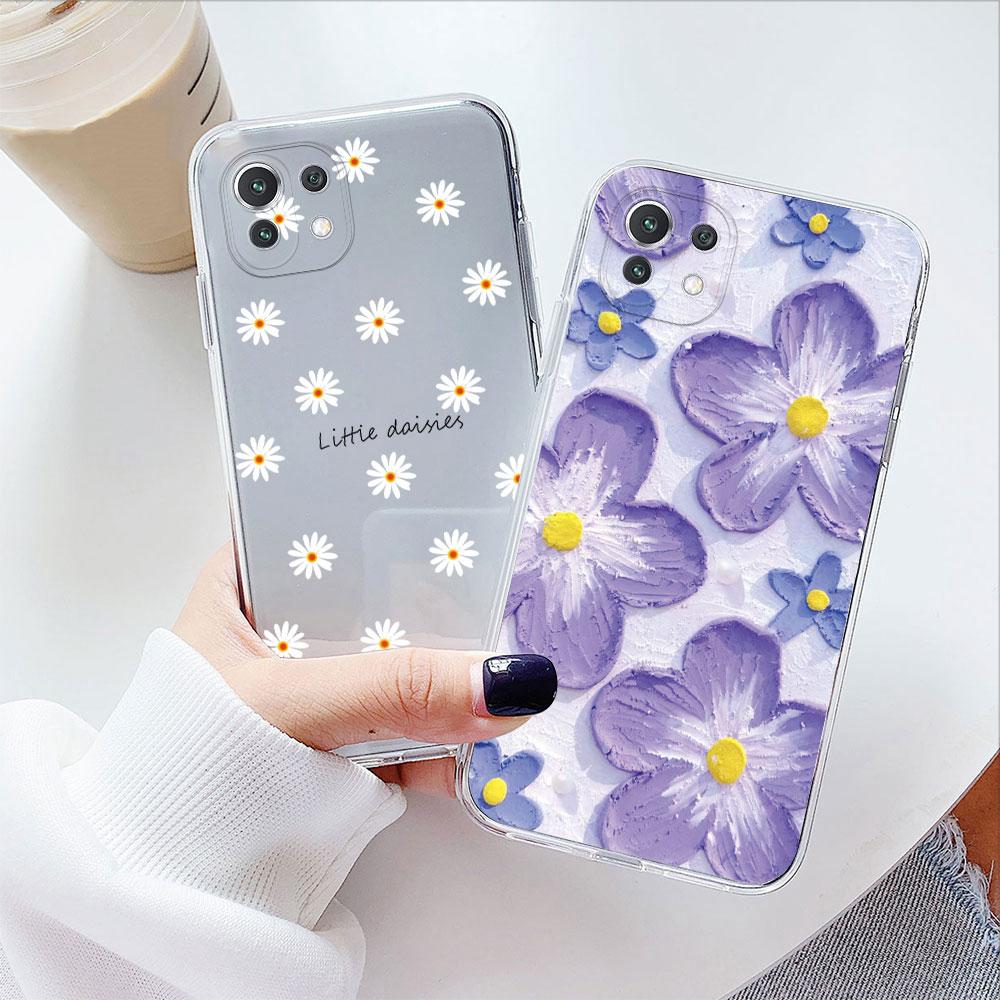 Rose Flower Phone Case Transparent Clear For Xiaomi 13T 14T 15T 11T 12T 10T 13 14 11 12 Lite Oil Painting Women Silicone Cover