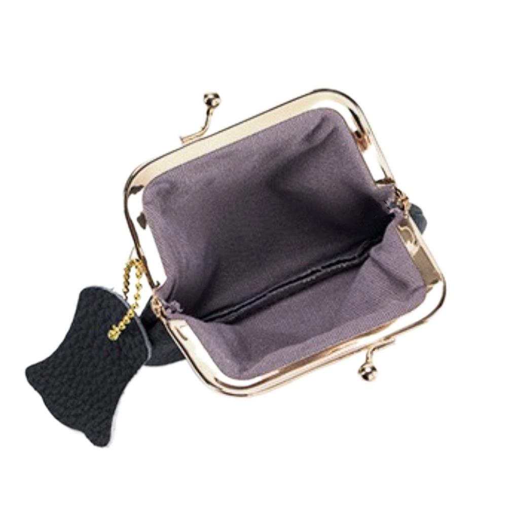 Cow Leather Mini Coin Purse Jewelry Bag Small Item Bag Elegant Kiss Lock Leather Wallet  Gift