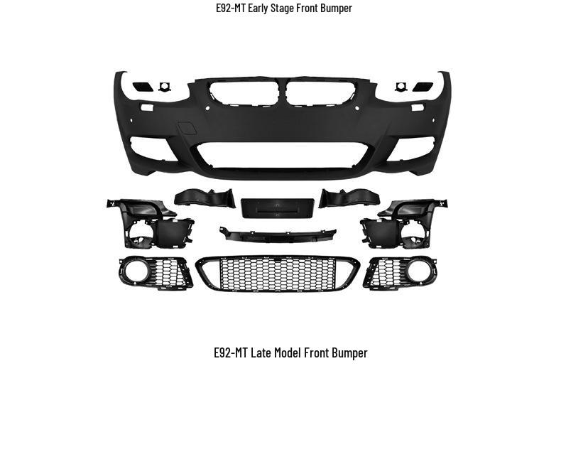 BMW E92 3 Series Coupe Body Kit: MT Front & Rear Bumpers, Grille, Side Skirts, Fog Lights.