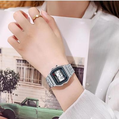 Daily Simple Square Digital Wristwatch Metal Unisex Couple Student