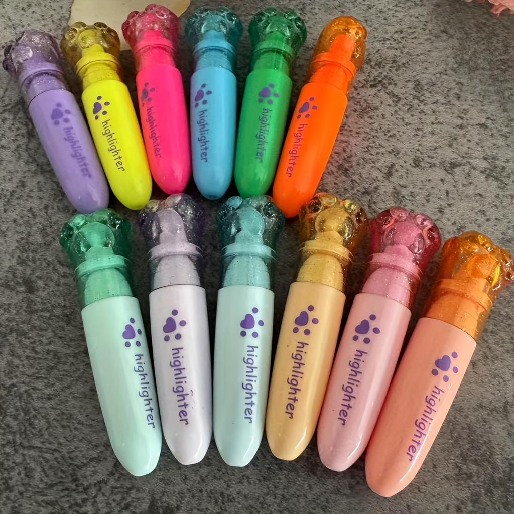 Cute Cartoon Cat Highlighter School Office Stationery Student Drawing Supplies Kawaii Ice Cream Mini Marker Pen