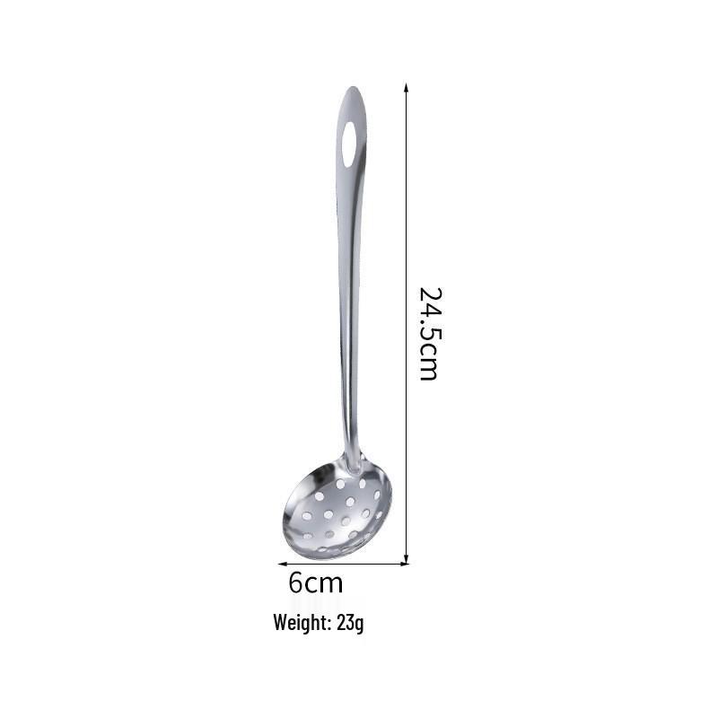 Stainless Steel Long-Handled Slotted Ladle for Soup & Hot Pot Cooking