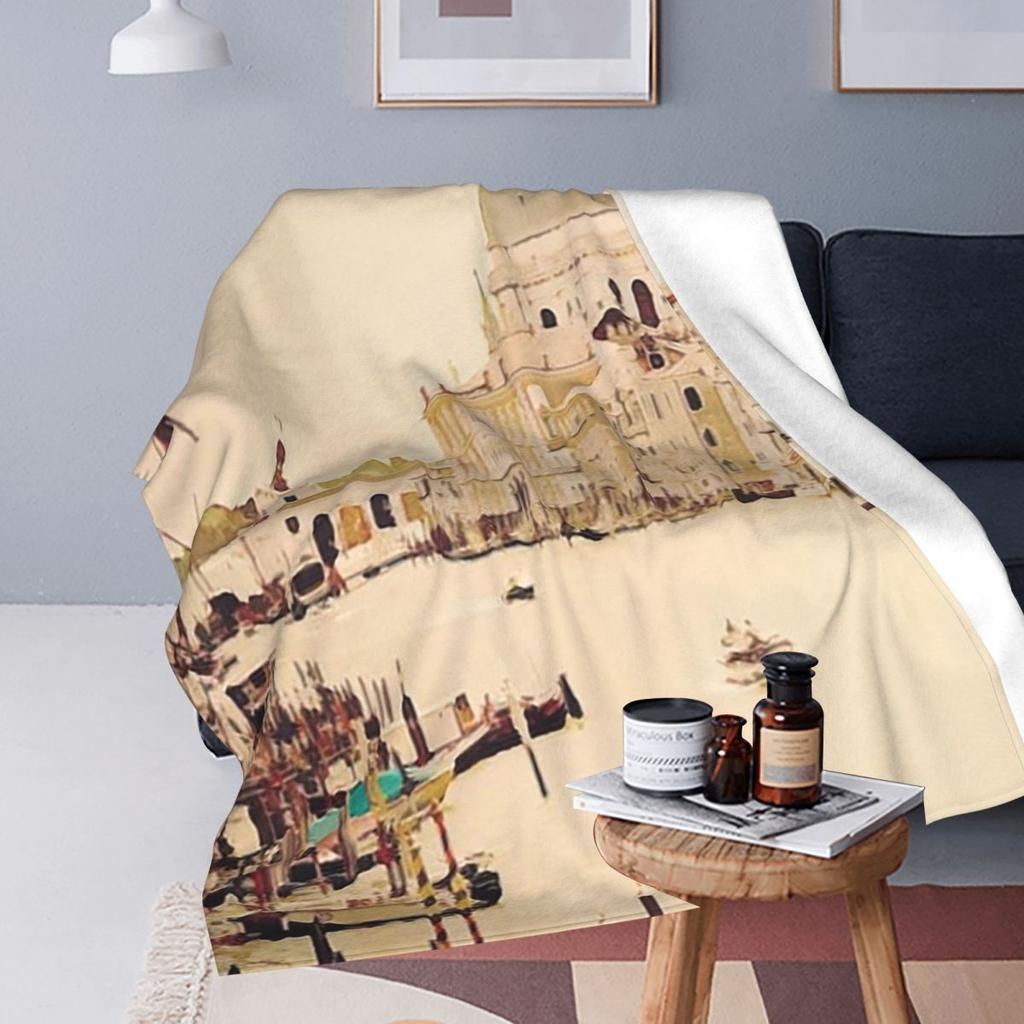 Grand Canal In Venice City Landscape Blanket Fleece Sofa Throw Blanket Lightweight for Home Bedroom Travel Throws Bedspread