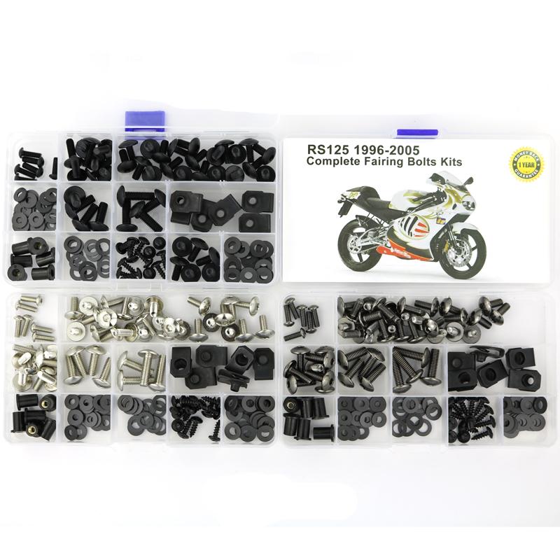 Passend für Aprilia RS125 1996 1997 1998 1999 2000 2001 2002 2003 2004 2005 Kompletter Vollverkleidungs-Schraubensatz Verkleidungsclips Schraube Mutter