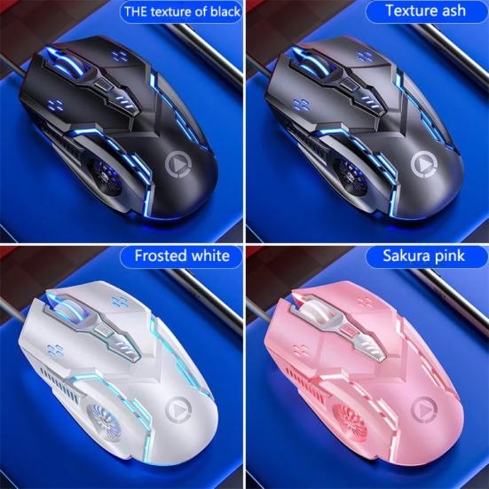 Silent/Sound USB Wired 6-Buttons 3200DPI Adjustable Light Gaming Mouse for PC