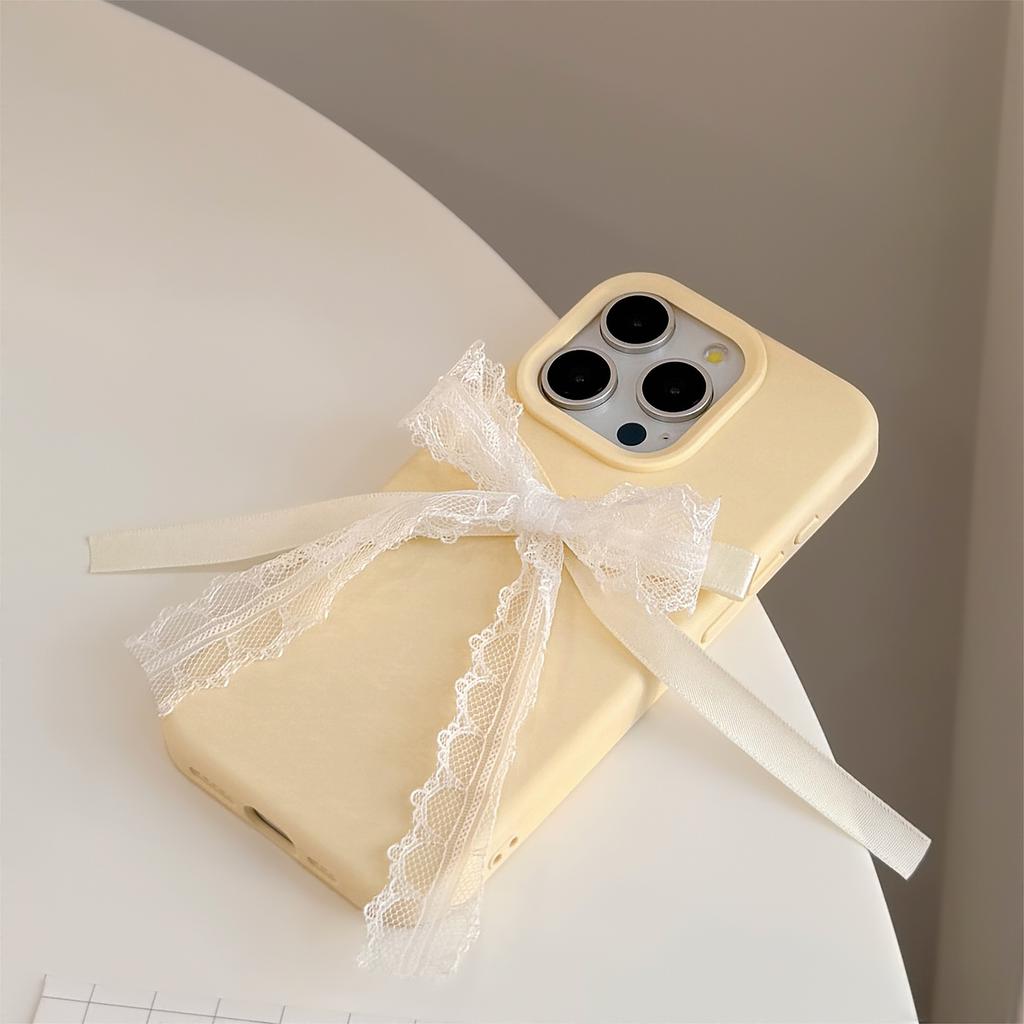Ins Lace Bow for IPhone17pro Max for 15 for Apple Phone Case 14 Silicone 13 Three-dimensional