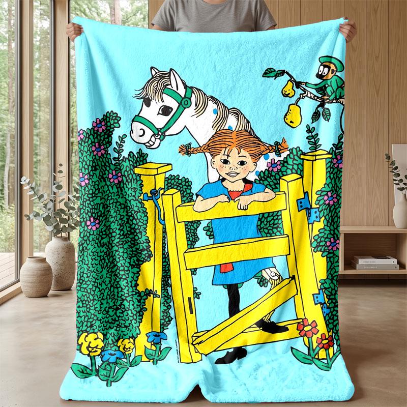 Soft Flannel Blanket Lightweight Cozy Bedroom Living Room CoverPippi Longstocking