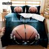 Basketball Duvet Cover Set Twin Size Sports Basketball Fire Pattern Twin Bedding Set Microfiber Quilt Cover for Boys and Teens
