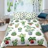 Bright Cactus Duvet Cover Set Full Queen For Girls Boys Green Plants Succulents Bedding Set Nature Art Soft Chic Comforter Cover