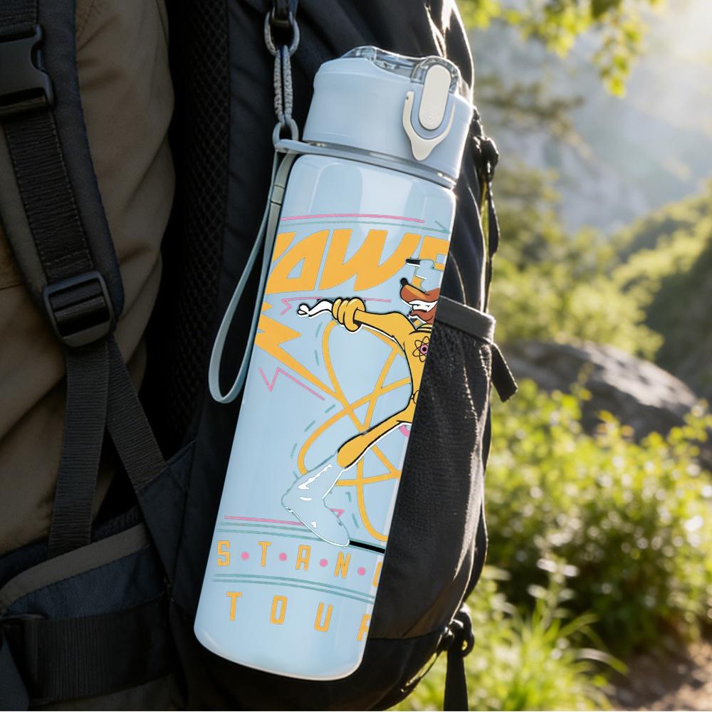 1PC Powerline Retro Cartoon Tour Graphic Print 750ml Portable Sports Water Bottle Leakproof Gym Outdoor Travel Drink Cup
