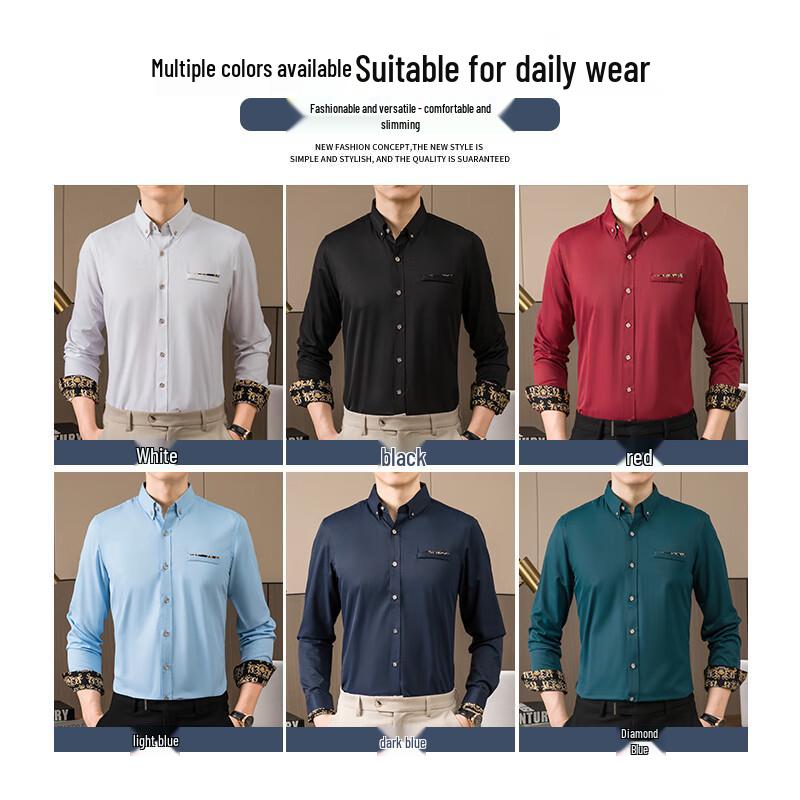 Romone Men's Business Casual Long Sleeve Shirt