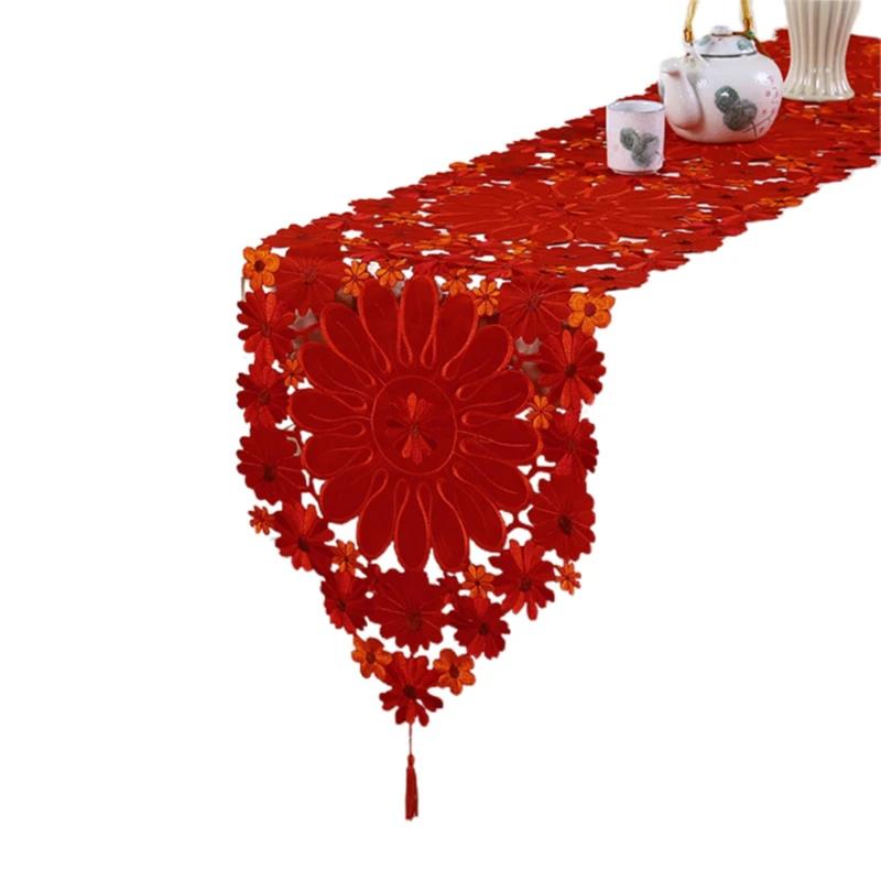 

Нейтральные украшения для стола на Рождество красный Роскошный красный Вышитый дюймовый раннер на стол Рождество 38x220см Водонепроницаемая скатерть 38x176cm красный
